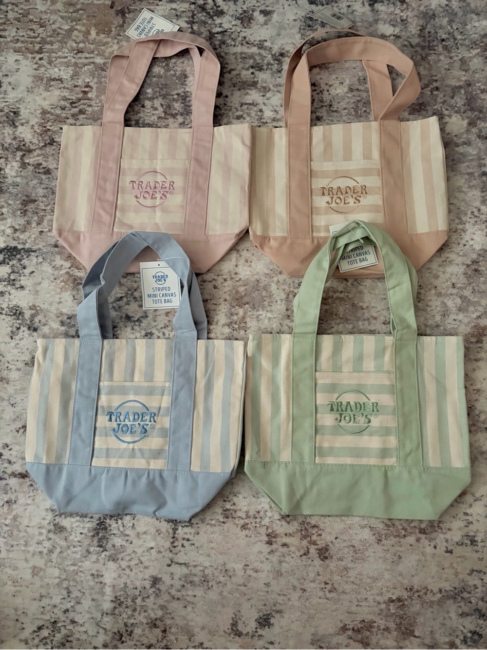 TraderPastel Stripe Mini Canvas Tote Bag - ALL COLORS